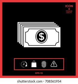 Money banknotes stack with dollar icon