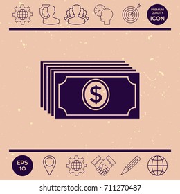 Money banknotes stack with dollar icon