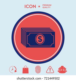Money banknotes stack with dollar icon