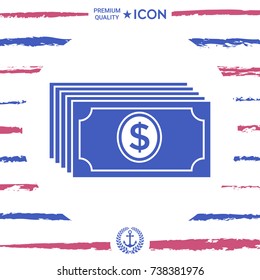 Money banknotes stack with dollar icon