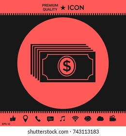 Money banknotes stack with dollar icon