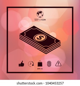 Money banknotes stack with dollar isometric icon