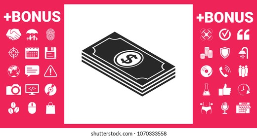 Money banknotes stack with dollar isometric icon