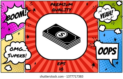 Money banknotes stack with dollar isometric icon. Graphic elements for your design