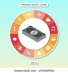 Money banknotes stack with dollar isometric icon. Graphic elements for your design