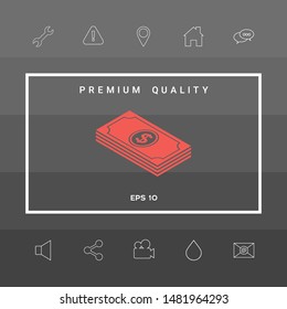 Money banknotes stack with dollar isometric icon. Graphic elements for your design