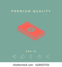 Money banknotes stack with dollar isometric icon. Graphic elements for your design