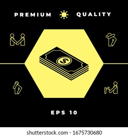 Money banknotes stack with dollar isometric icon. Graphic elements for your design