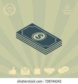 Money banknotes stack with dollar isometric icon Money banknotes stack with dollar isometric icon