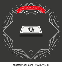 Money banknotes stack with dollar symbol - icon