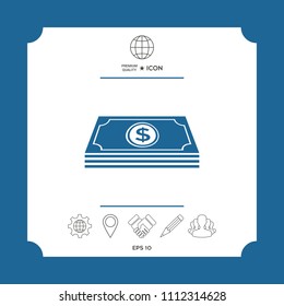 Money banknotes stack with dollar symbol - icon