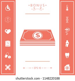 Money banknotes stack with dollar symbol - icon