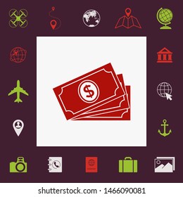 Money banknotes stack with dollar symbol, icon. Graphic elements for your design