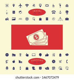 Money banknotes stack with dollar symbol, icon. Graphic elements for your design