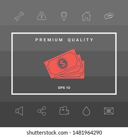 Money banknotes stack with dollar symbol, icon. Graphic elements for your design