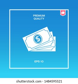 Money banknotes stack with dollar symbol, icon. Graphic elements for your design