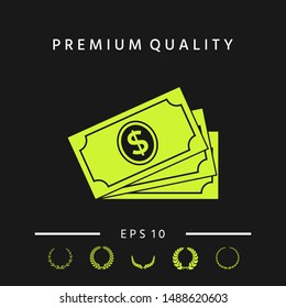 Money banknotes stack with dollar symbol, icon. Graphic elements for your design