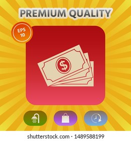 Money banknotes stack with dollar symbol, icon. Graphic elements for your design