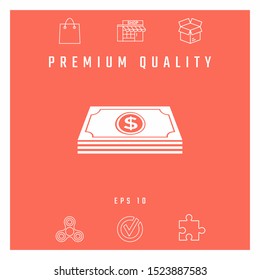 Money banknotes stack with dollar symbol - icon. Graphic elements for your design