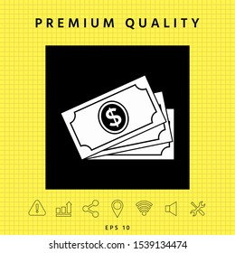 Money banknotes stack with dollar symbol, icon. Graphic elements for your design