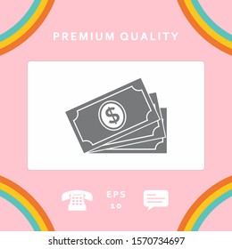 Money banknotes stack with dollar symbol, icon. Graphic elements for your design