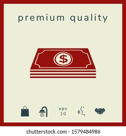 Money banknotes stack with dollar symbol - icon. Graphic elements for your design