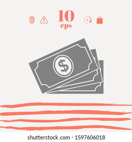 Money banknotes stack with dollar symbol, icon. Graphic elements for your design