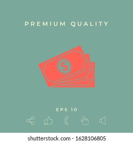 Money banknotes stack with dollar symbol, icon. Graphic elements for your design