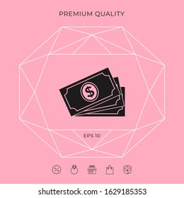 Money banknotes stack with dollar symbol, icon. Graphic elements for your design