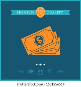 Money banknotes stack with dollar symbol, icon. Graphic elements for your design