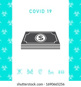 Money banknotes stack with dollar symbol - icon. Graphic elements for your design