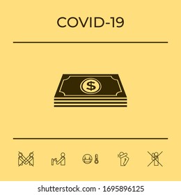 Money banknotes stack with dollar symbol - icon. Graphic elements for your design