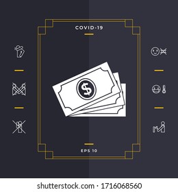 Money banknotes stack with dollar symbol, icon. Graphic elements for your design