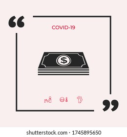 Billetes de dinero apilados con símbolo de dólar. Elementos gráficos para su diseño