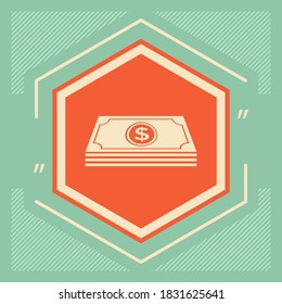 Money banknotes stack with dollar symbol - icon. Graphic elements for your design