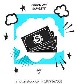 Money banknotes stack with dollar symbol, icon. Graphic elements for your design