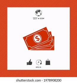 Money banknotes stack with dollar symbol, icon, elements for your design