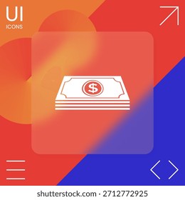 Pila de billetes de dinero con el símbolo del dólar - icono, Elementos para su diseño