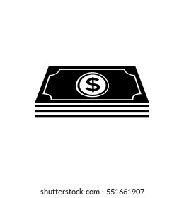 Money banknotes stack with dollar symbol - icon