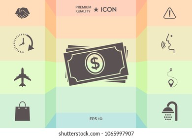 Money banknotes stack icon