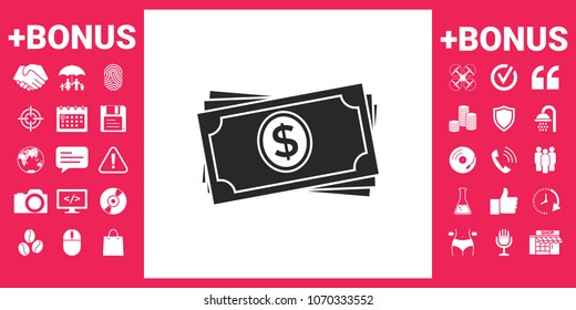 Money banknotes stack icon