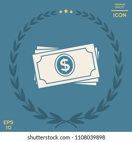 Money banknotes stack icon