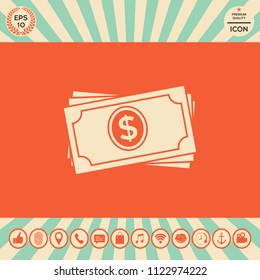 Money banknotes stack icon