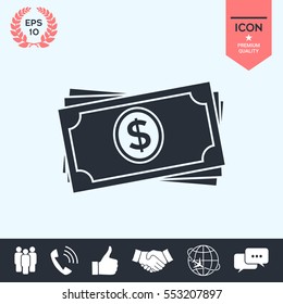 Money banknotes stack icon