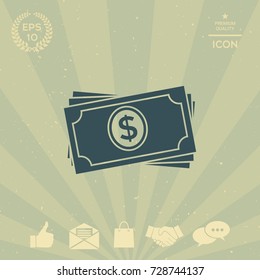 Money banknotes stack icon