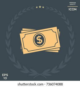 Money banknotes stack icon