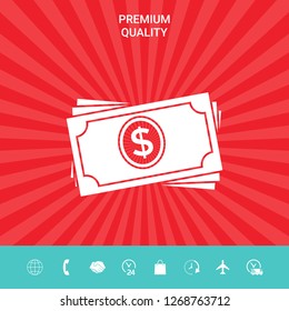 Money banknotes stack icon. Graphic elements for your design