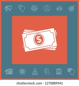 Money banknotes stack icon. Graphic elements for your design