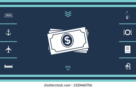 Money banknotes stack icon. Graphic elements for your design