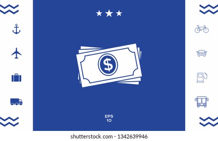 Money banknotes stack icon. Graphic elements for your design